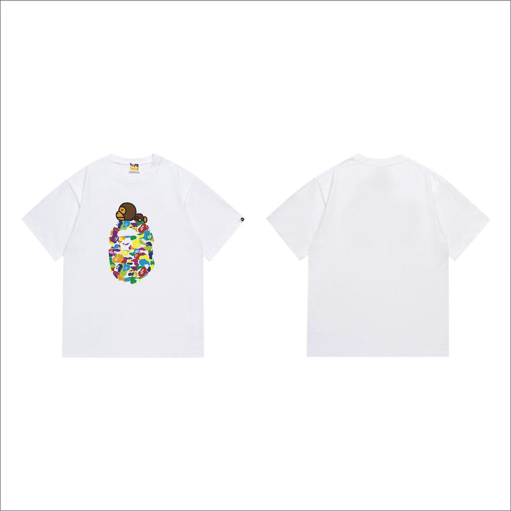 Bathing Shark and ape head print T-Shirt NextBlock