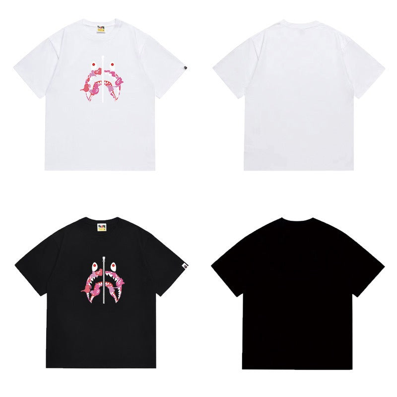 Bathing Shark and ape head print T Shirts NextBlock