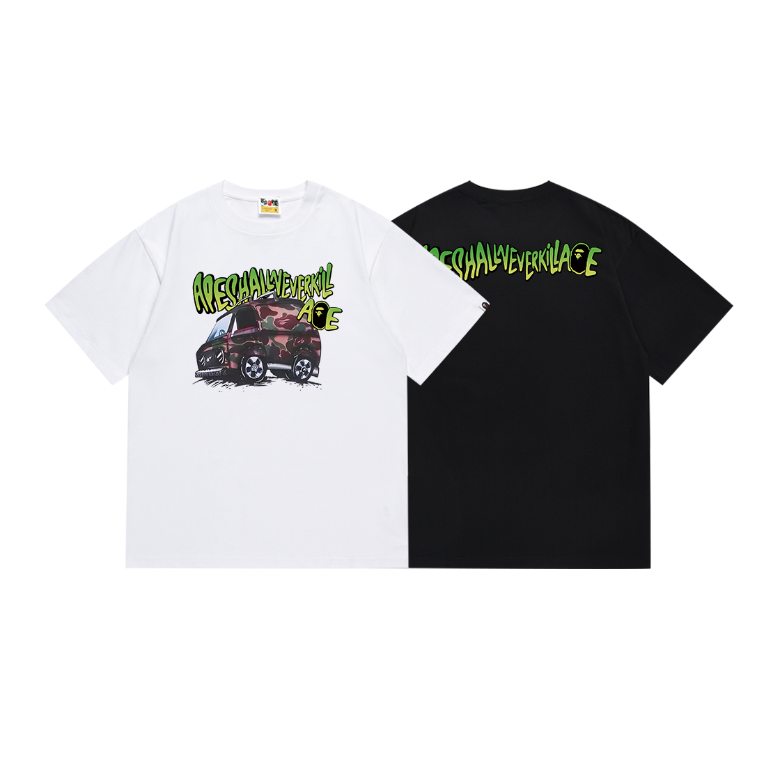 Bathing Shark and ape head print T Shirts NextBlock