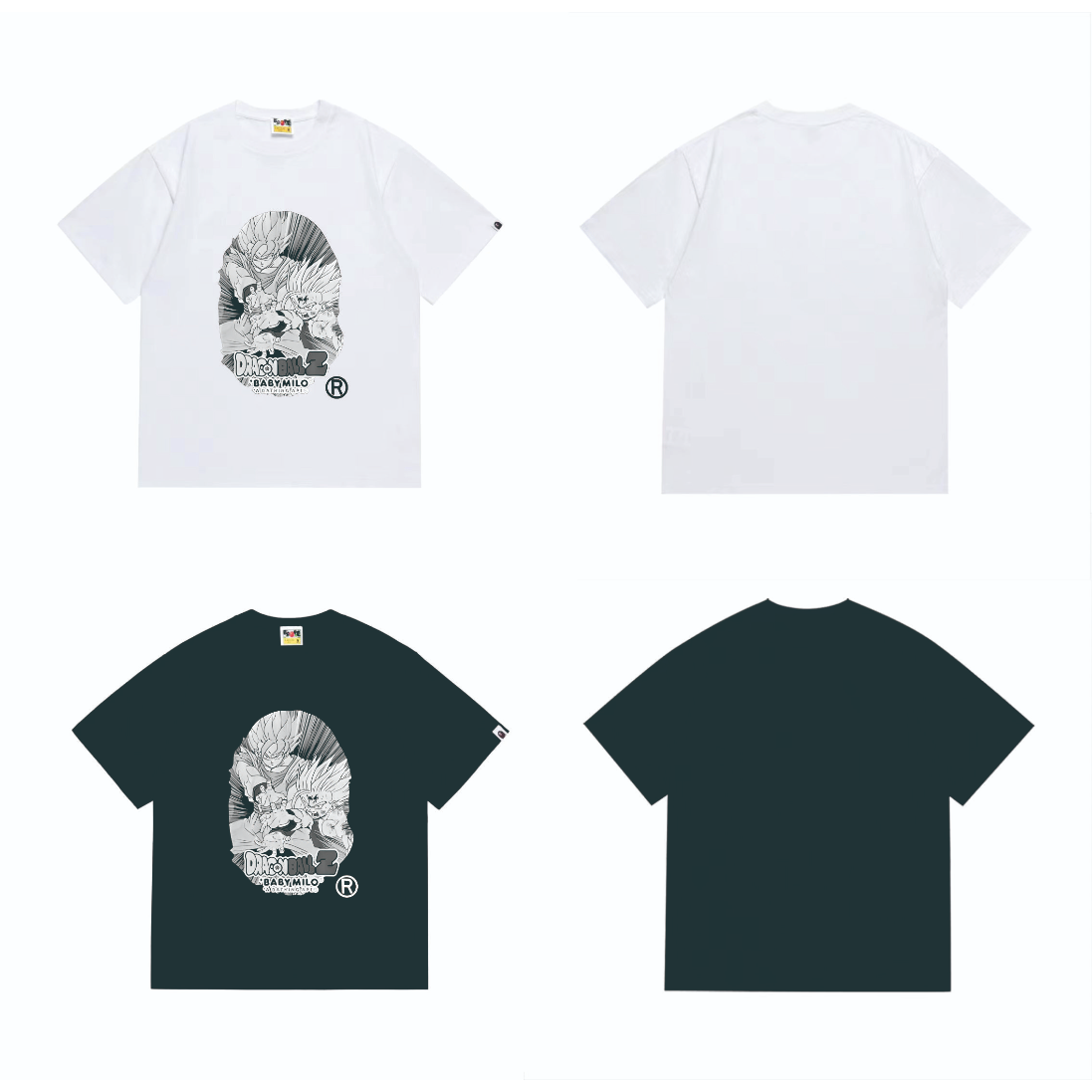 Bathing Shark and ape head print T-Shirt NextBlock