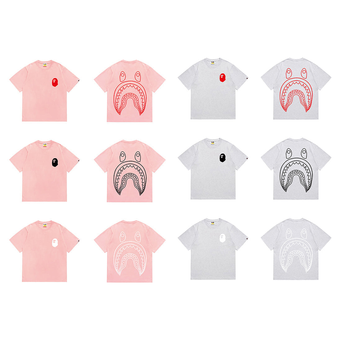 Bathing Shark and ape head print T-Shirt NextBlock