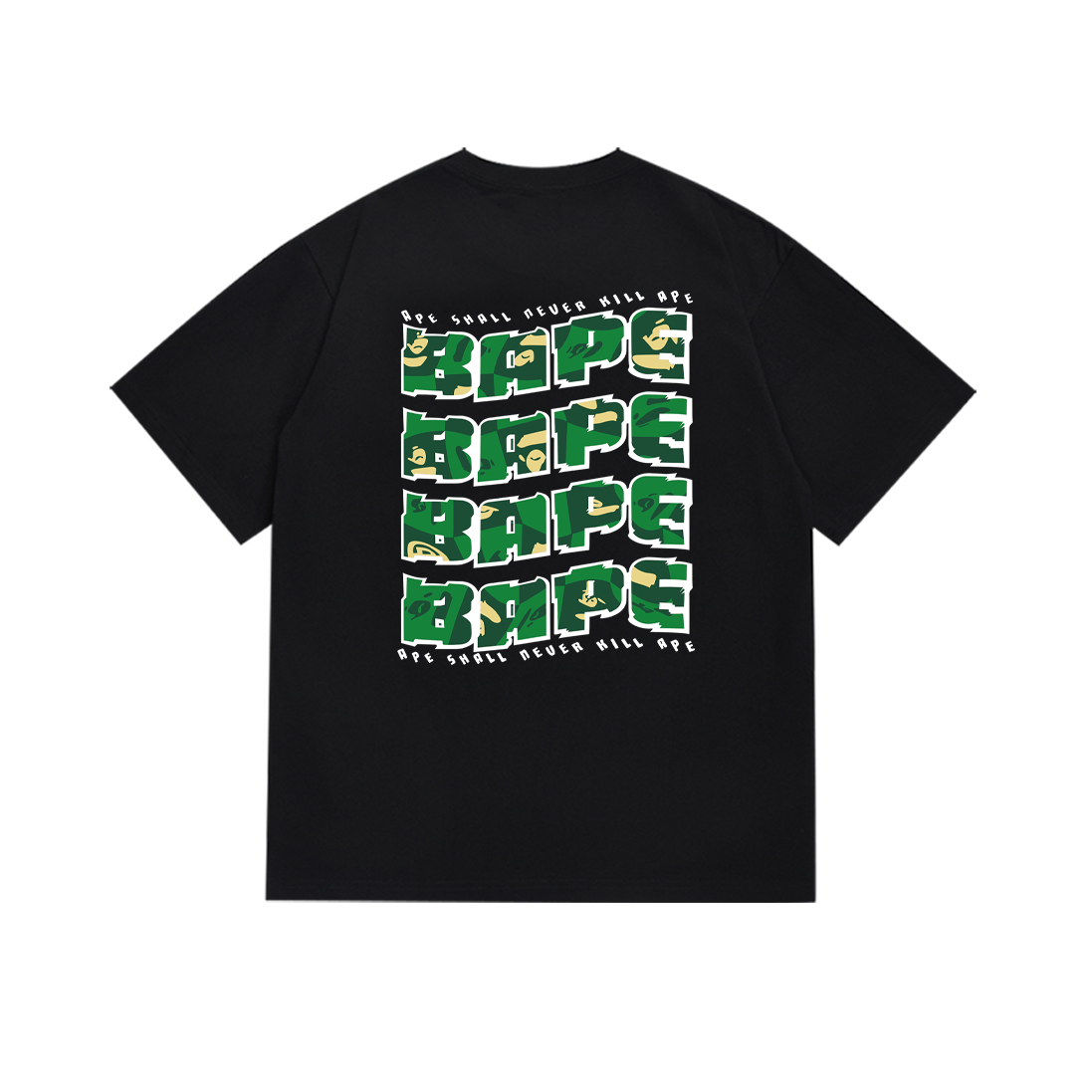 Bathing Shark and ape head print T-Shirt NextBlock