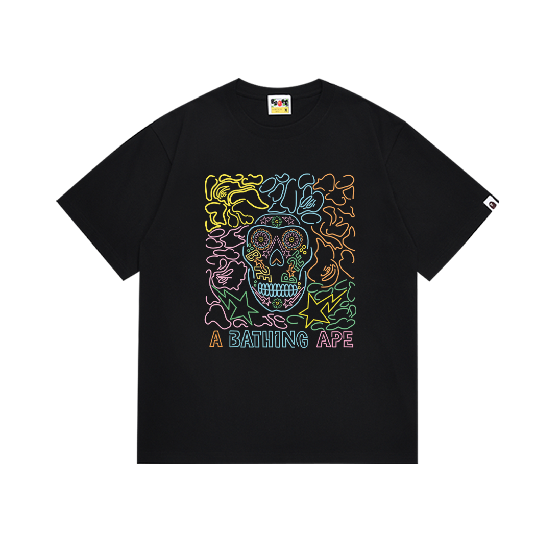 Bathing Shark and ape head print T-Shirt NextBlock