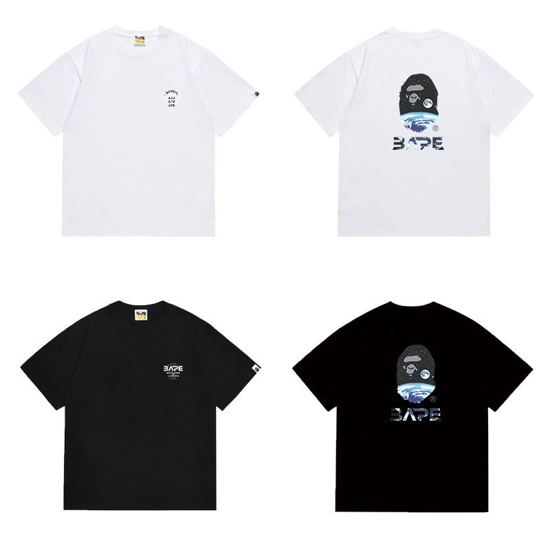 Bathing Shark and ape head print T Shirts NextBlock