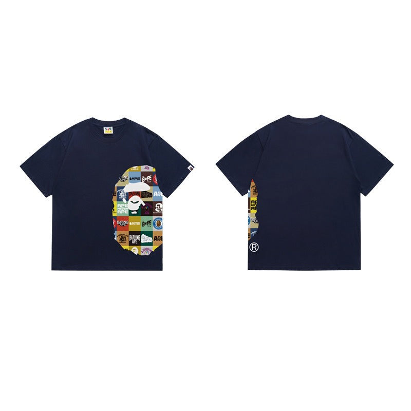 Bathing Shark and ape head print T Shirts NextBlock
