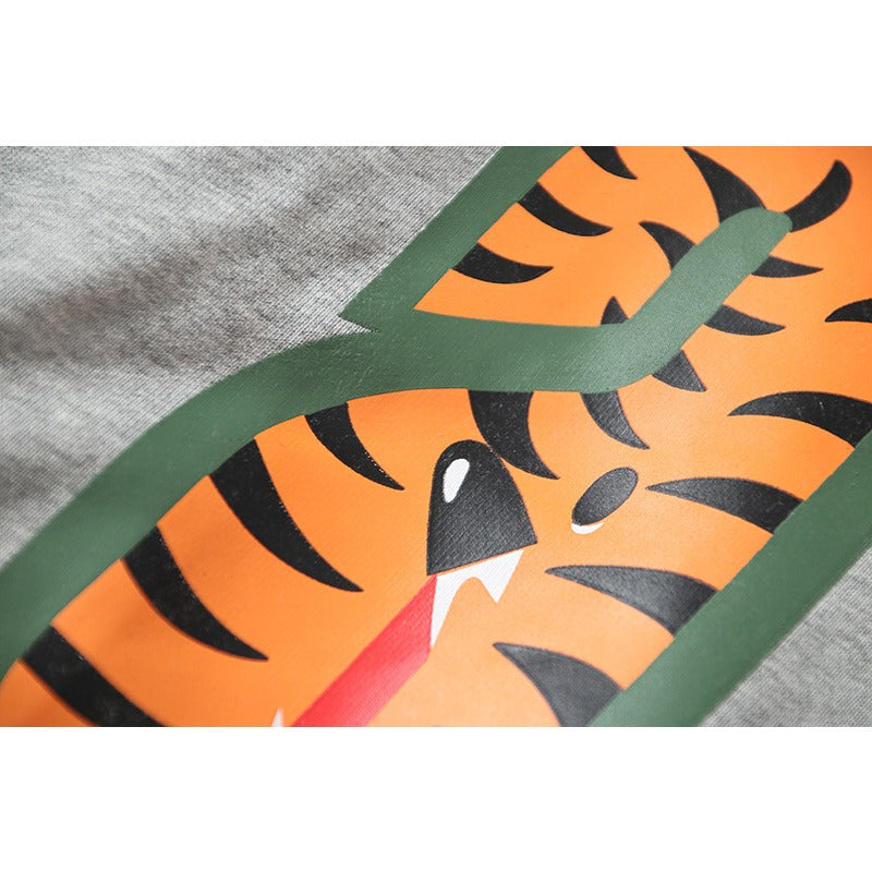 Bathing Shark and ape head print Hoodie Embroidery Solid Color Sweater Men NextBlock
