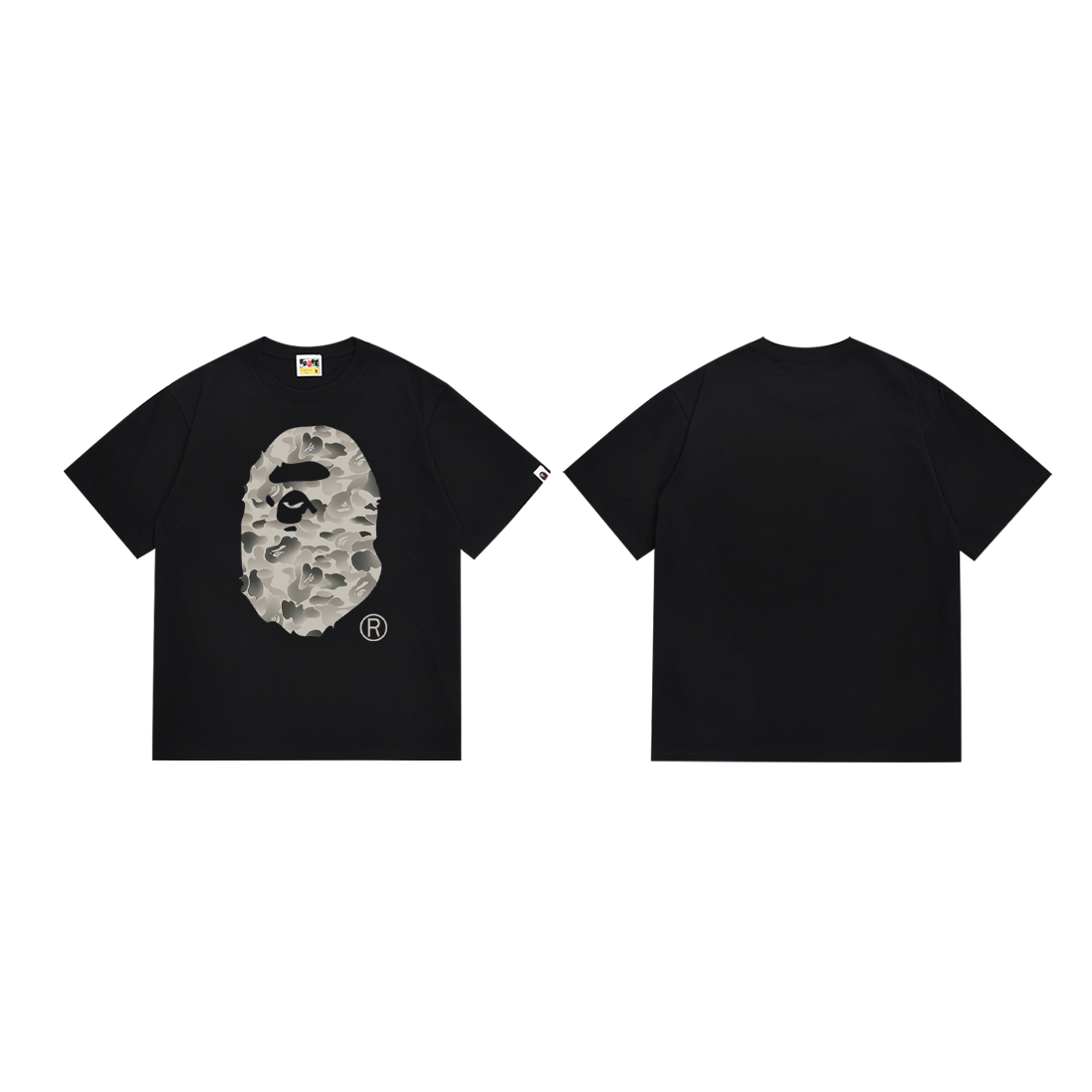 Bathing Shark and ape head print T-Shirt NextBlock