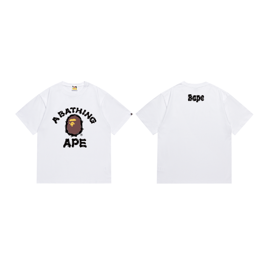 Bathing Shark and ape head print T-Shirt NextBlock