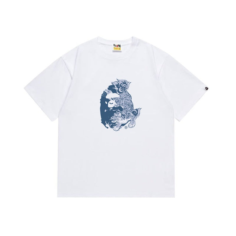 Bathing Shark and ape head print T Shirts NextBlock
