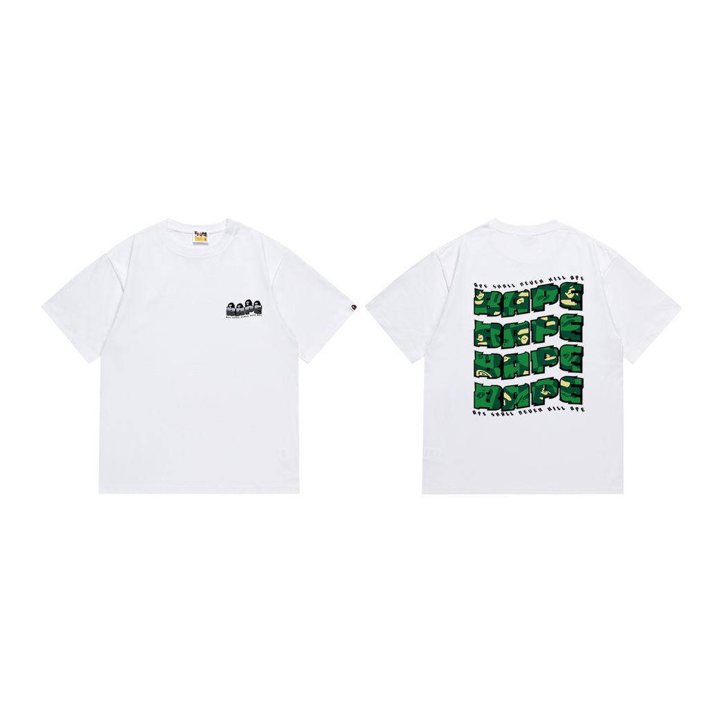 Bathing Shark and ape head print T-Shirt NextBlock