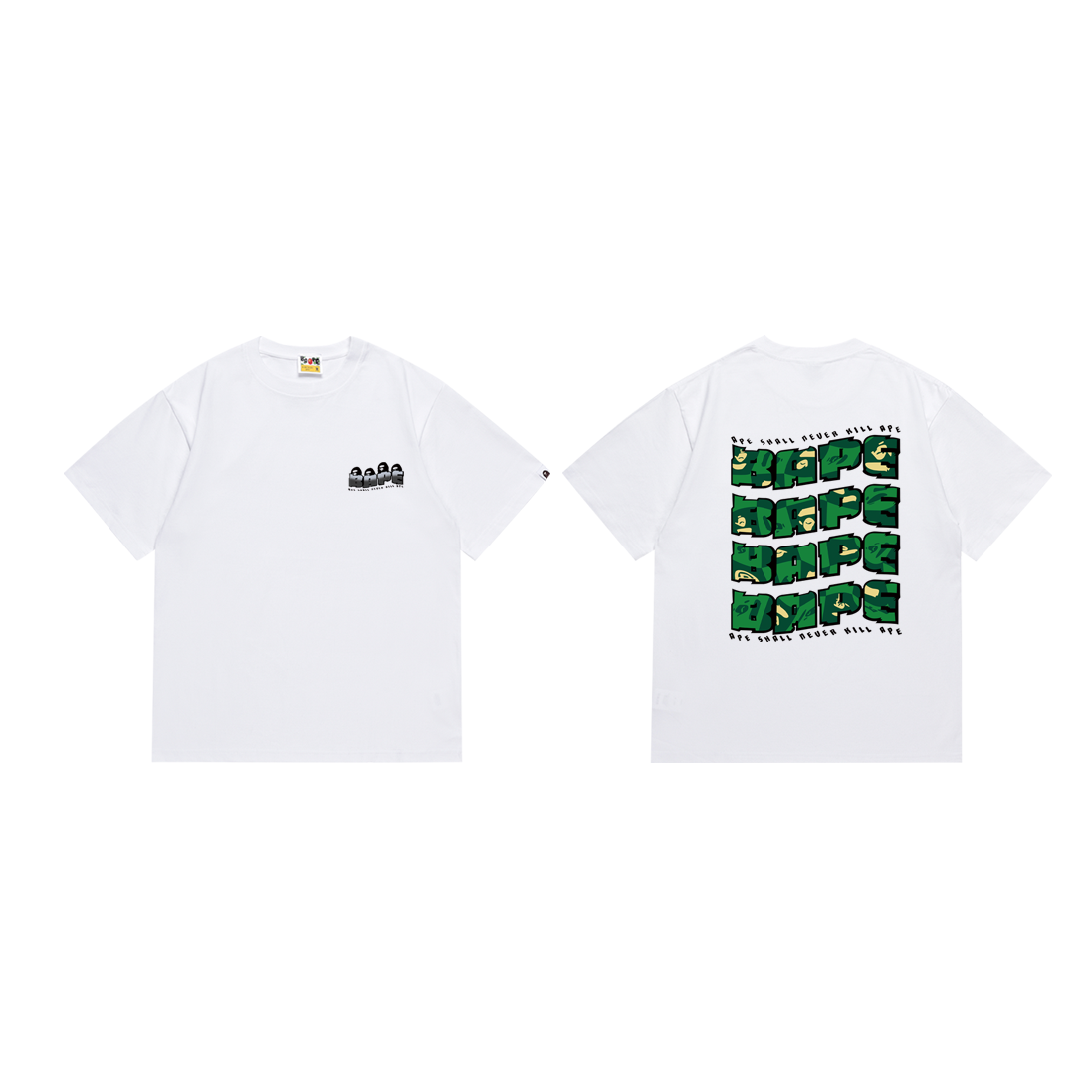 Bathing Shark and ape head print T-Shirt NextBlock
