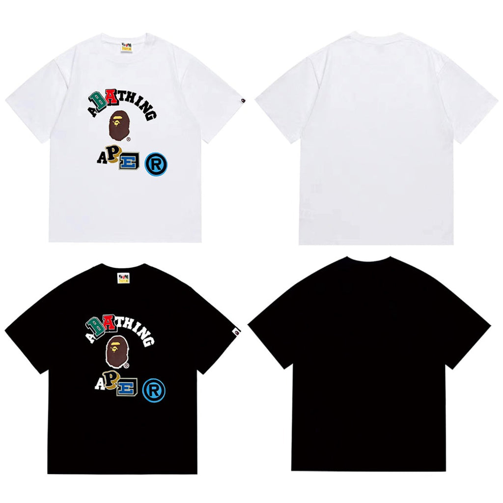 Bathing Shark and ape head print T-Shirt NextBlock