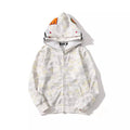 Bathing Shark and ape head print Hoodie Double Hat Luminous Camouflage Cardigan Zip Hooded Velvet Shark NextBlock