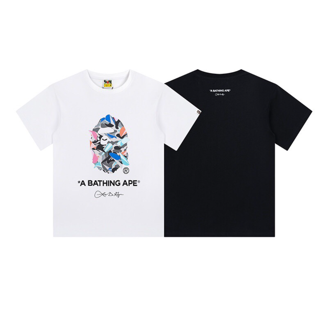 Bathing Shark and ape head print T-Shirt NextBlock