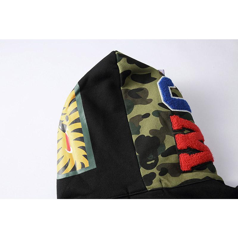 Bathing Shark and ape head print Hoodie Autumn and Winter Men's Cotton Hooded Sweater Fleece Jacket NextBlock
