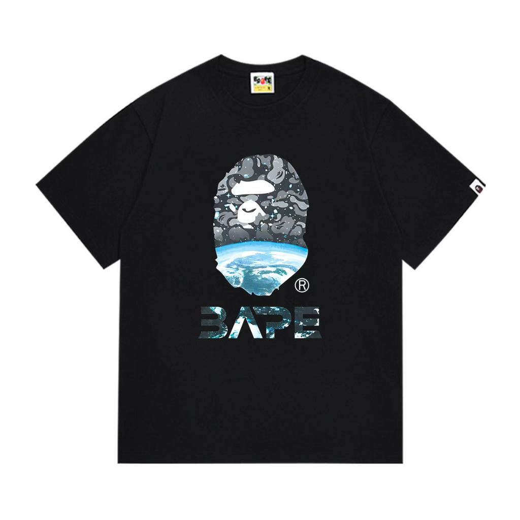 Bathing Shark and ape head print T-Shirt NextBlock