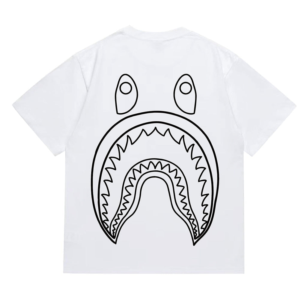 Bathing Shark and ape head print T-Shirt NextBlock