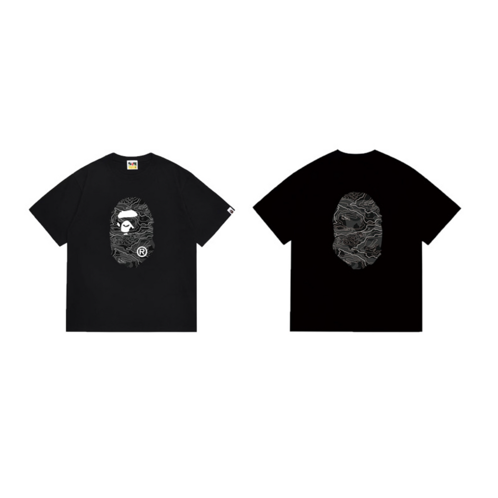 Bathing Shark and ape head print T-Shirt NextBlock