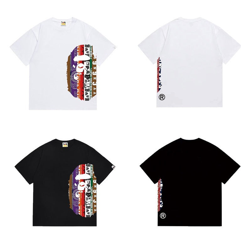 Bathing Shark and ape head print T Shirts NextBlock