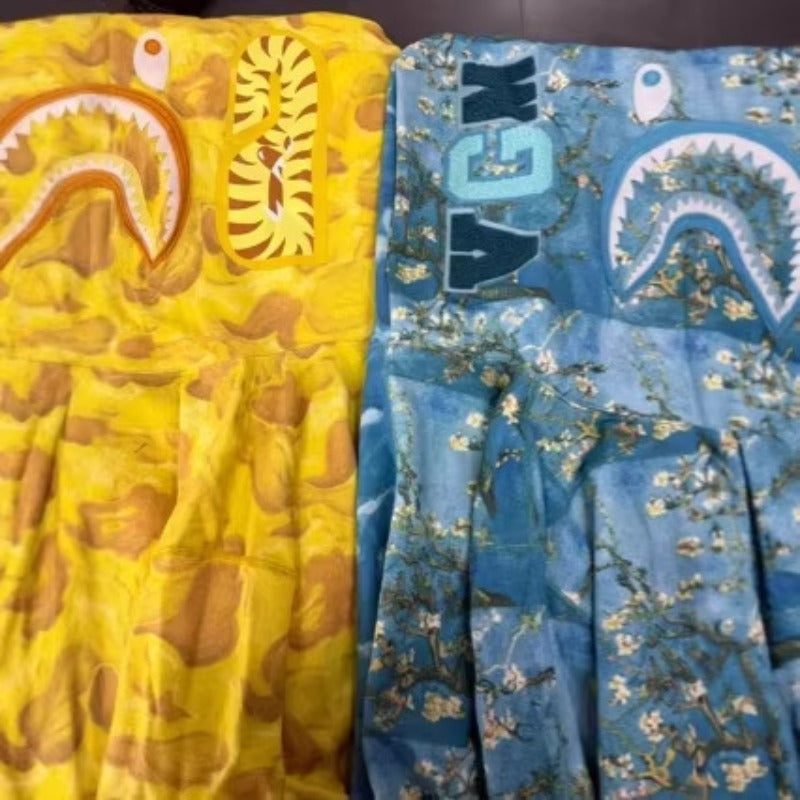 Bathing Shark and ape head print hoode BAPE van gogh joint wave sunflower NextBlock
