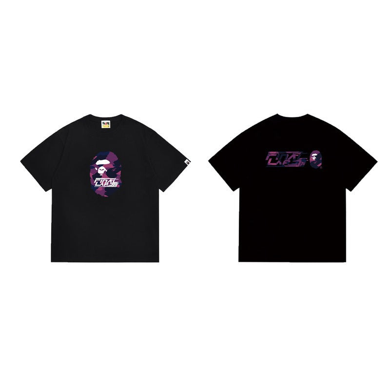 Bathing Shark and ape head print T Shirts NextBlock