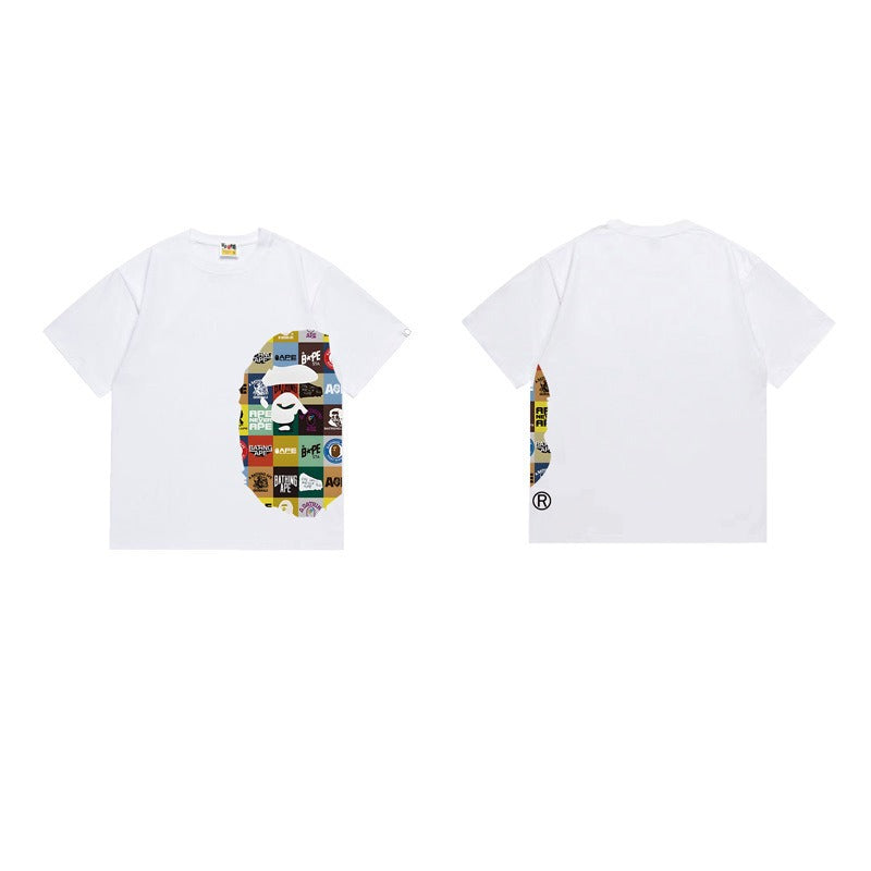Bathing Shark and ape head print T Shirts NextBlock