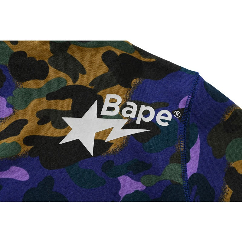 Bathing Shark and ape head print Hoodie Shark Head Star Camo Sweater NextBlock