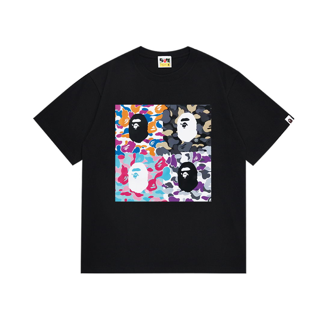 Bathing Shark and ape head print T-Shirt NextBlock