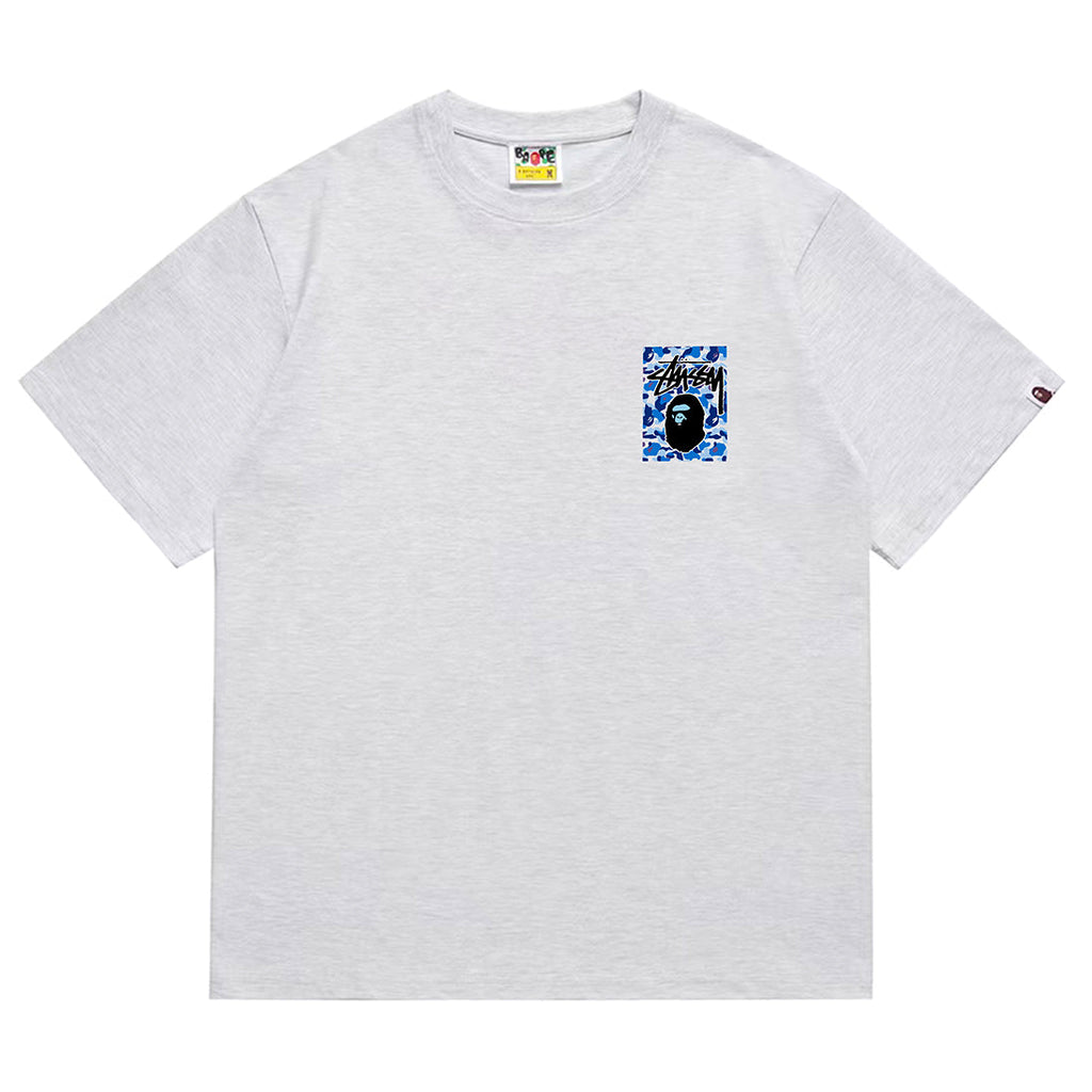 Bathing Shark and ape head print T-Shirt NextBlock