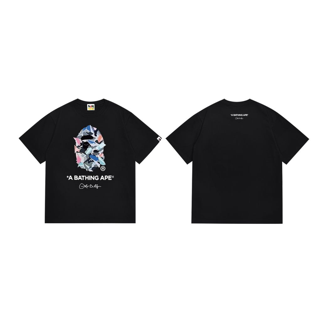 Bathing Shark and ape head print T-Shirt NextBlock