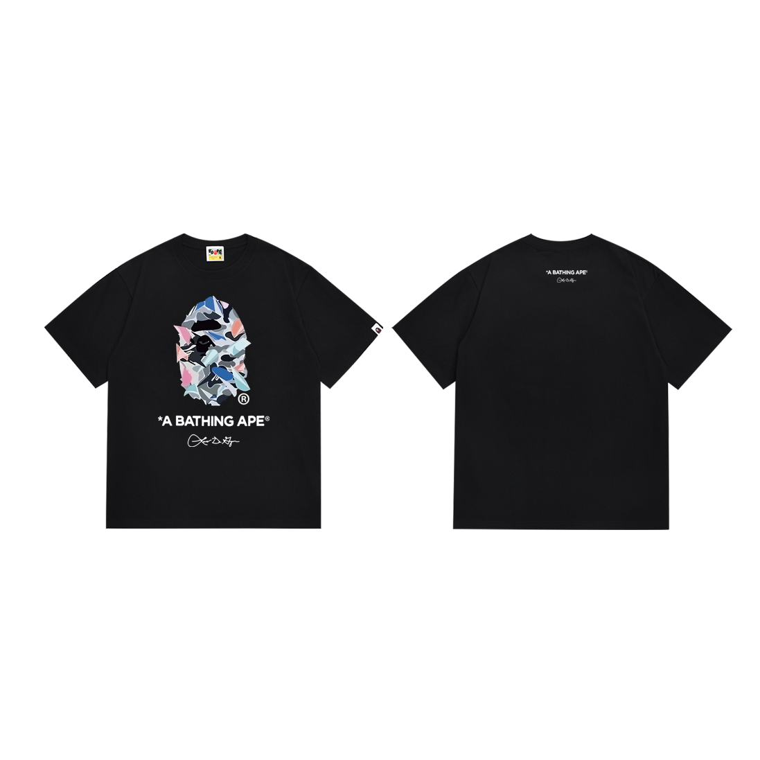 Bathing Shark and ape head print T-Shirt NextBlock