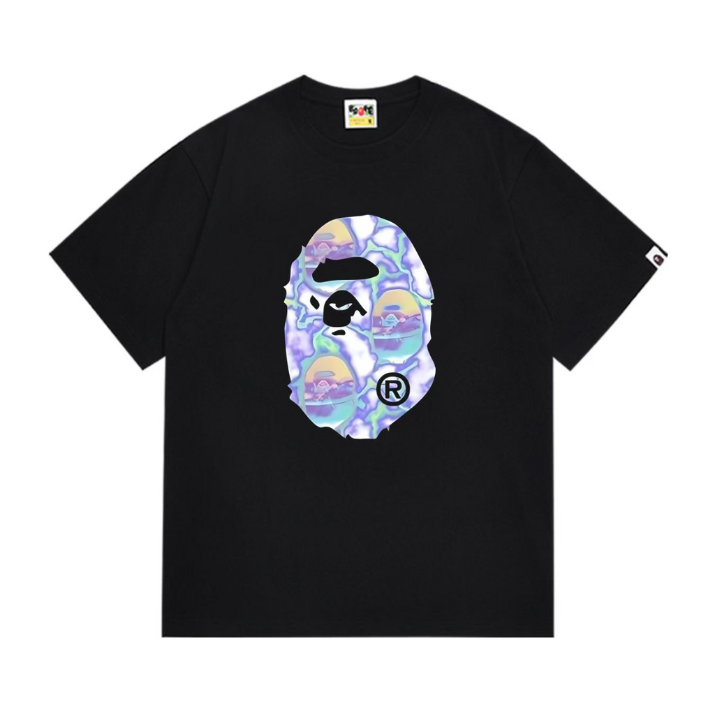 Bathing Shark and ape head print T-Shirt NextBlock