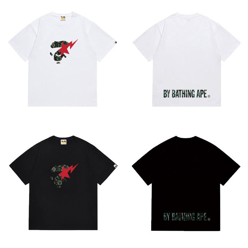 Bathing Shark and ape head print T Shirts NextBlock