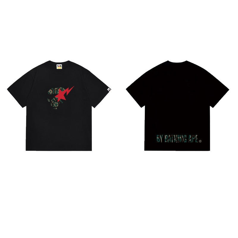 Bathing Shark and ape head print T Shirts NextBlock