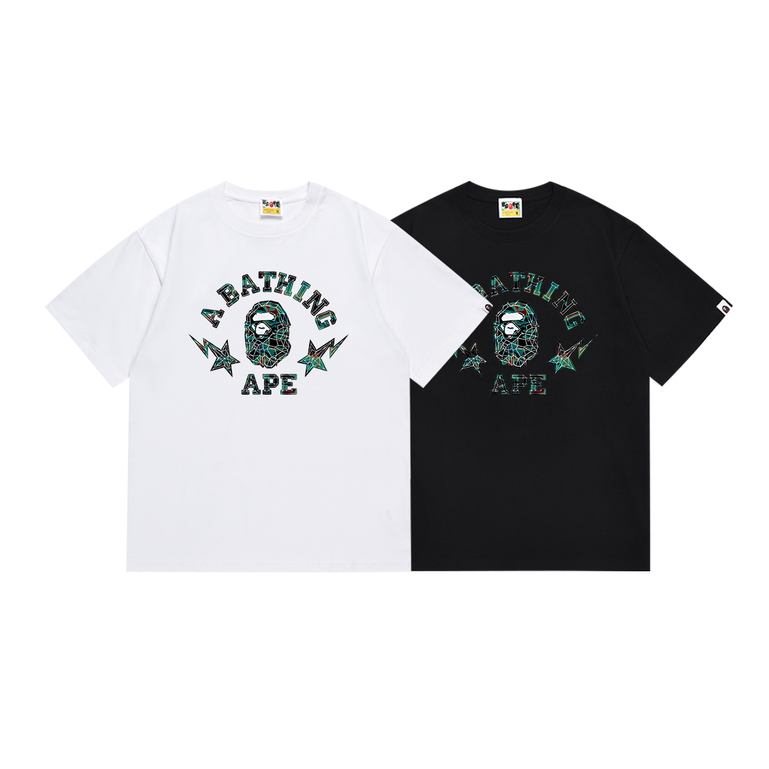 Bathing Shark and ape head print T Shirts NextBlock