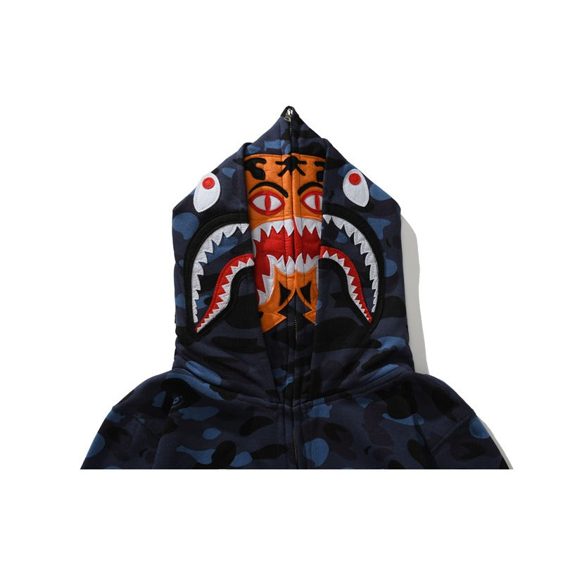 Ape Hoodie Double Hat Tiger Head Sweater Men's Cardigan NextBlock