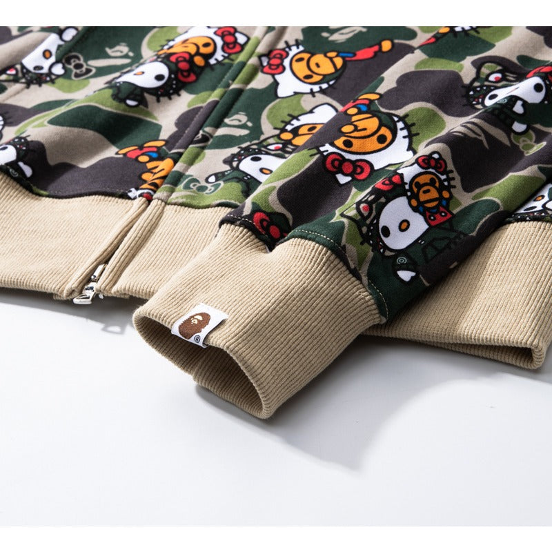 Bathing Shark and ape head print Hoodie Full Print Hello Kitty Cardigan Zipper NextBlock