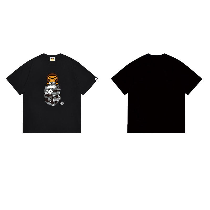Bathing Shark and ape head print T Shirts NextBlock