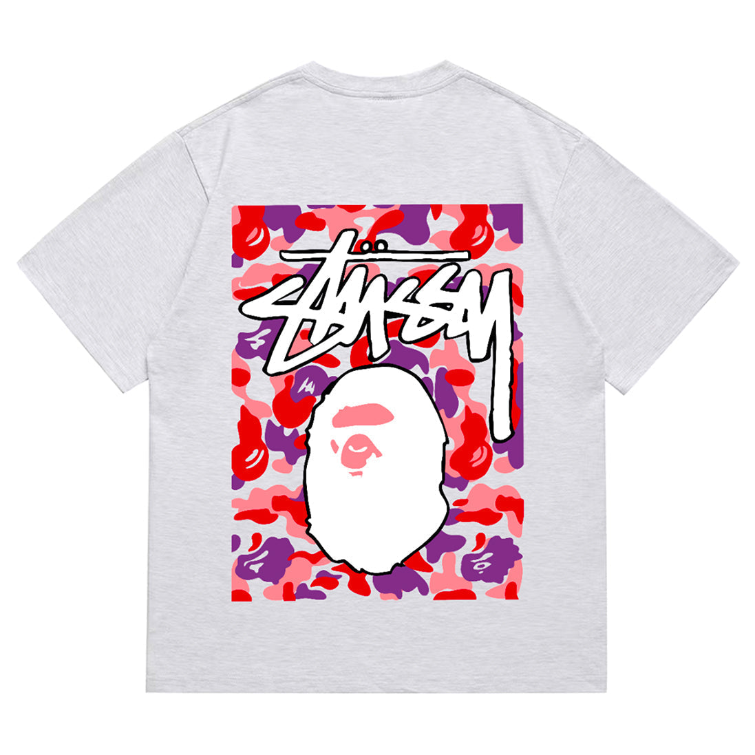 Bathing Shark and ape head print T-Shirt NextBlock