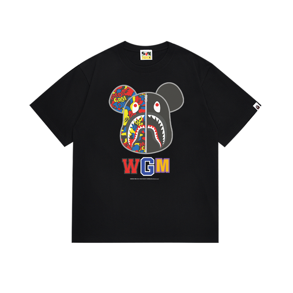 Bathing Shark and ape head print T-Shirt NextBlock