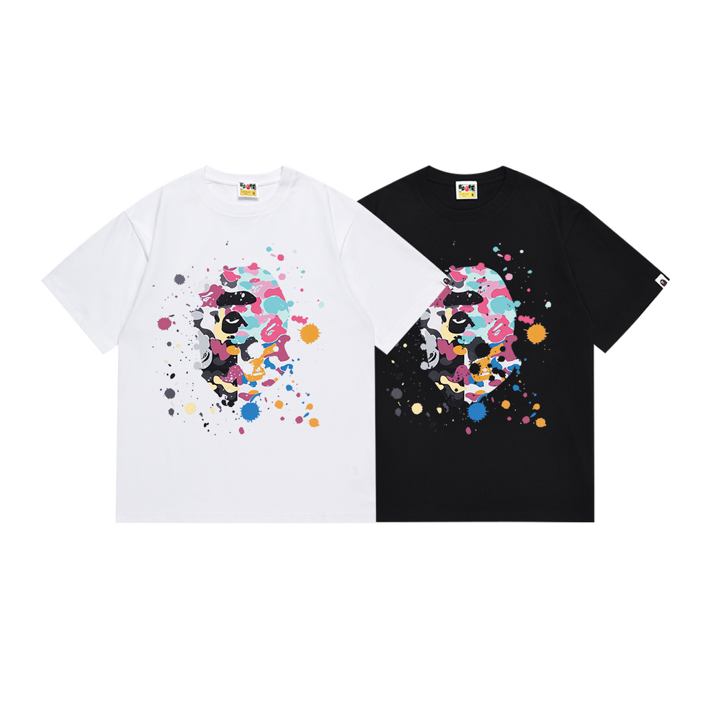 Bathing Shark and ape head print T-Shirt NextBlock