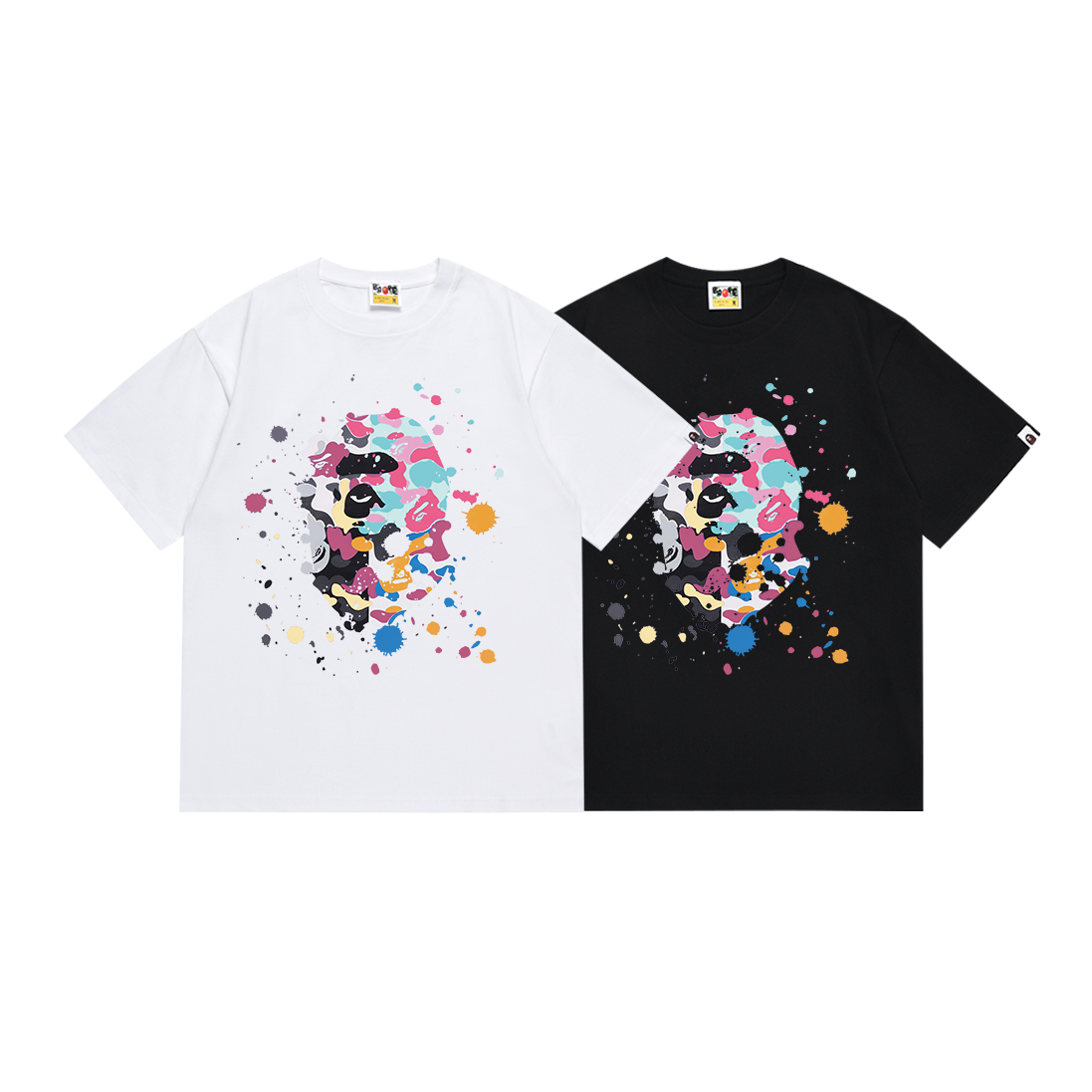 Bathing Shark and ape head print T-Shirt NextBlock
