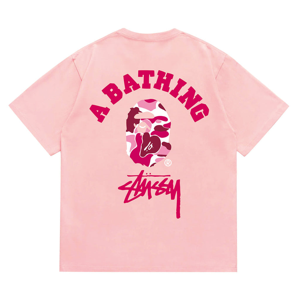 Bathing Shark and ape head print T-Shirt NextBlock