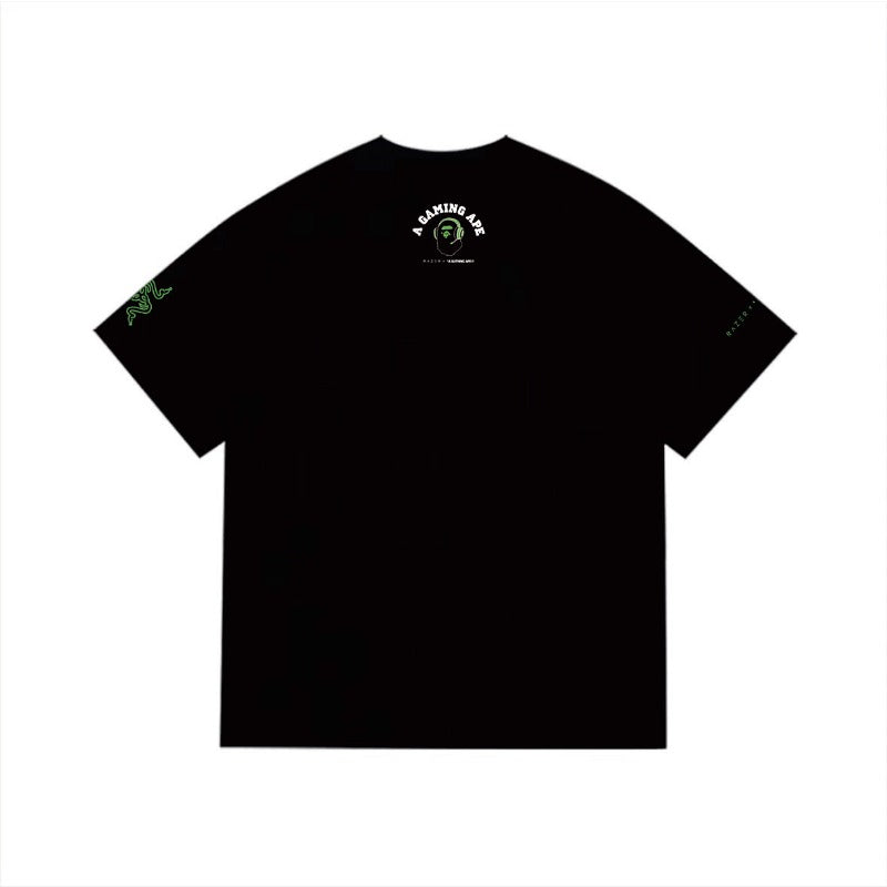 Bathing Shark and ape head print T Shirts NextBlock