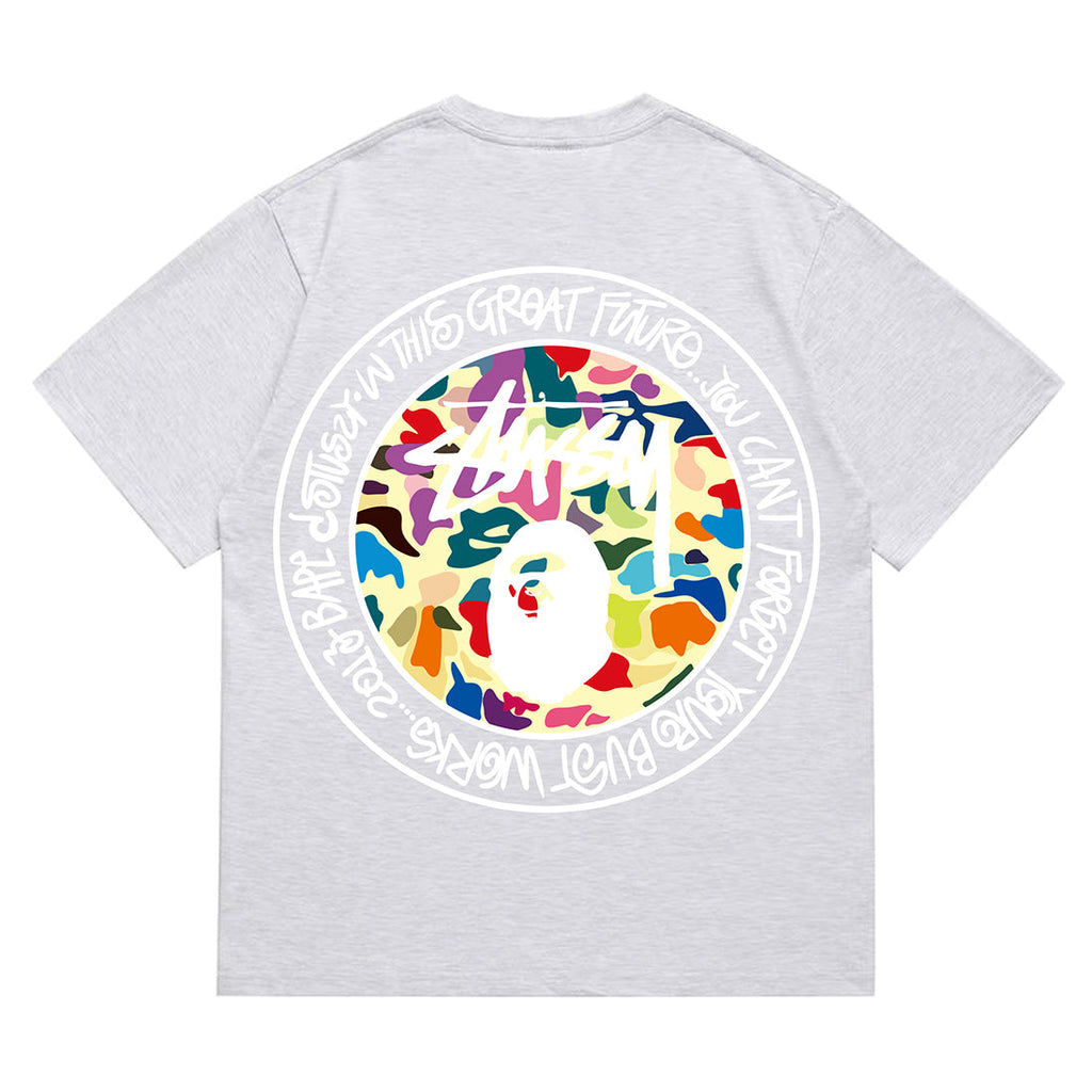 Bathing Shark and ape head print T-Shirt NextBlock