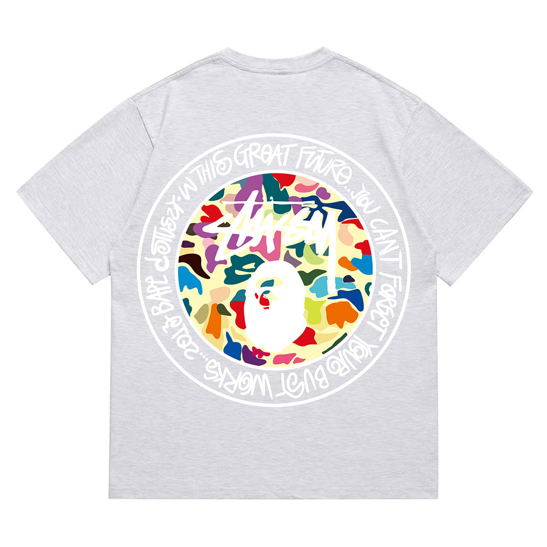 Bathing Shark and ape head print T-Shirt NextBlock