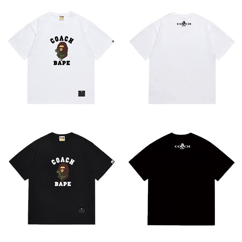Bathing Shark and ape head print T Shirts NextBlock