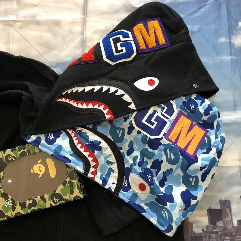 Bathing Shark and ape head print Hoodie Autumn and Winter Fashion Brand Cardigan Zipper Hoodie Youth Fashion NextBlock
