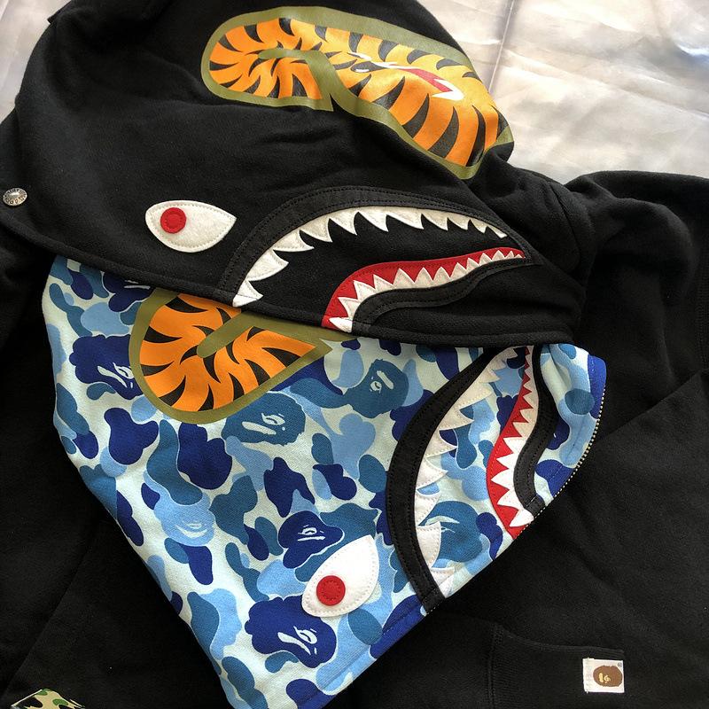 Bathing Shark and ape head print Hoodie Autumn and Winter Fashion Brand Cardigan Zipper Hoodie Youth Fashion NextBlock