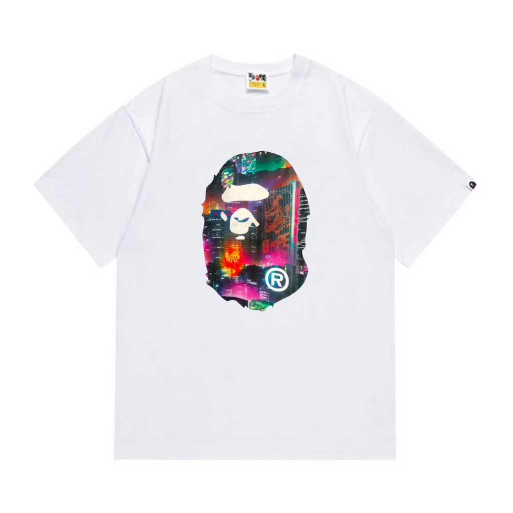 Bathing Shark and ape head print T-Shirt NextBlock